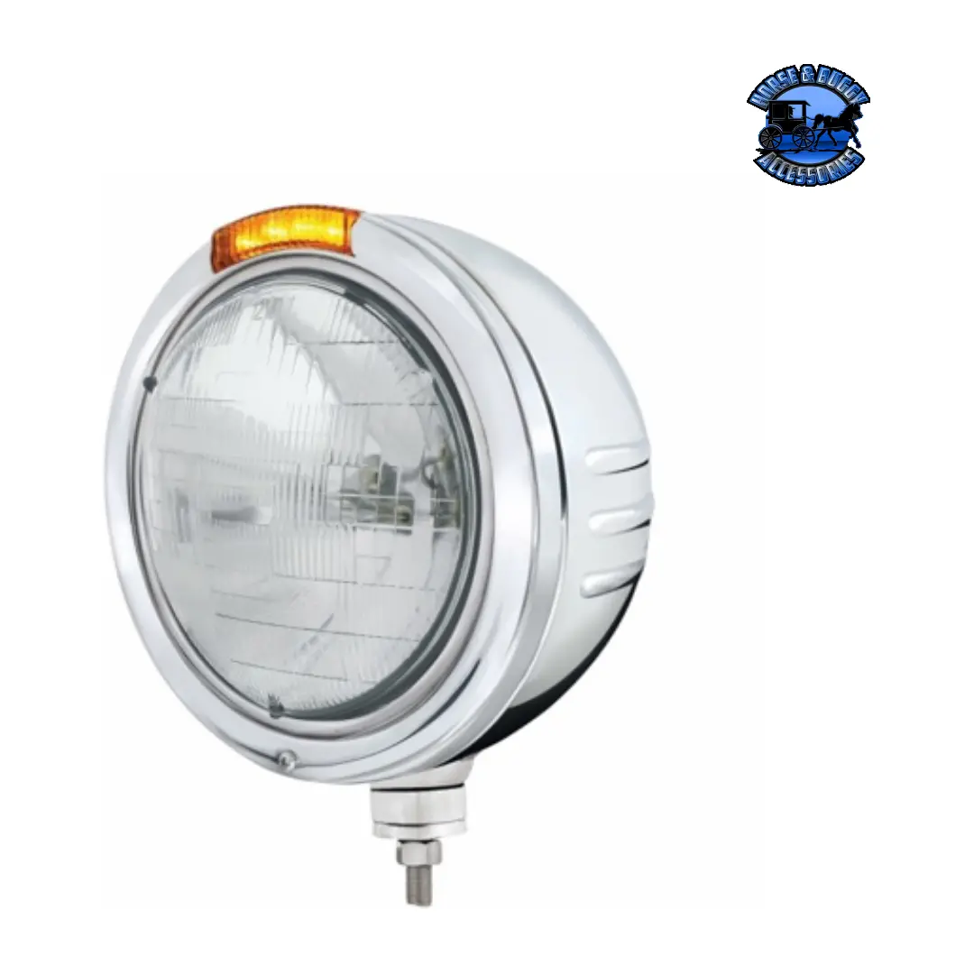 Stainless Steel Bullet Embossed Stripe Headlight H6024 & Dual Mode Led Signal (Choose Color) 1