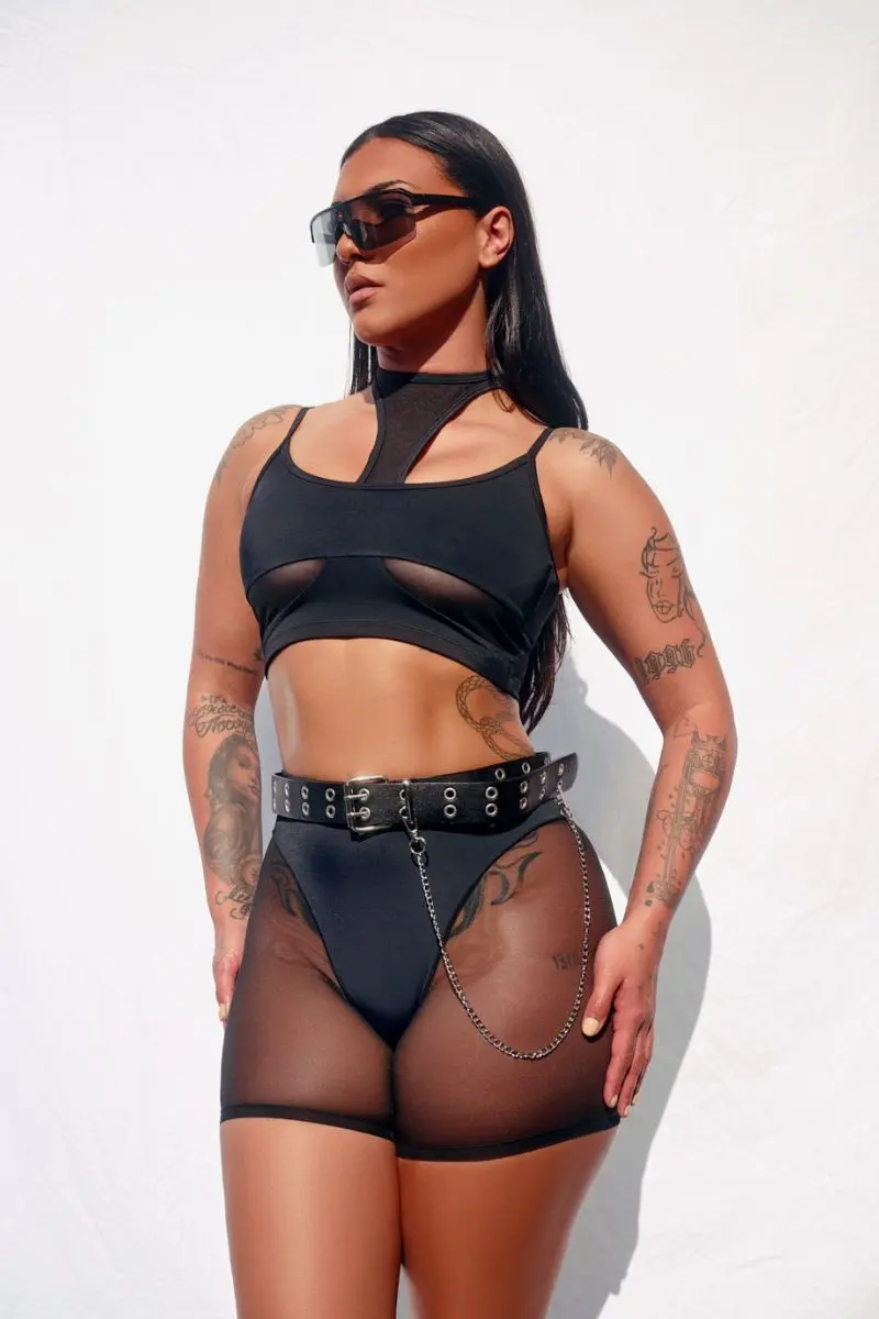Cxix Dollhaus Mesh Biker Shorts - Black 1