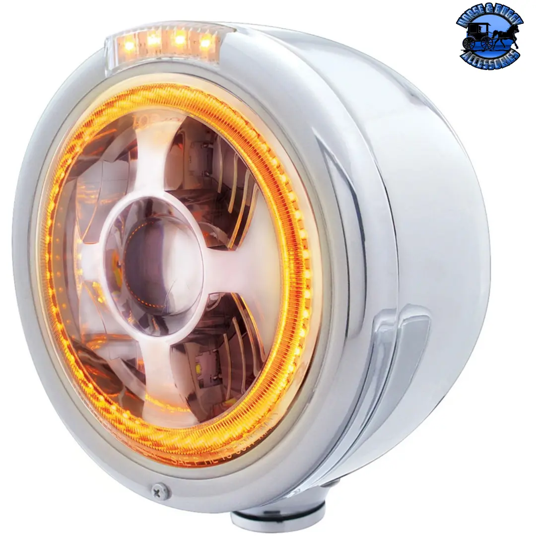 Stainless Steel Bullet Half Moon Headlight Led Projection Headlight & Led Turn Signal (Choose Color) 1