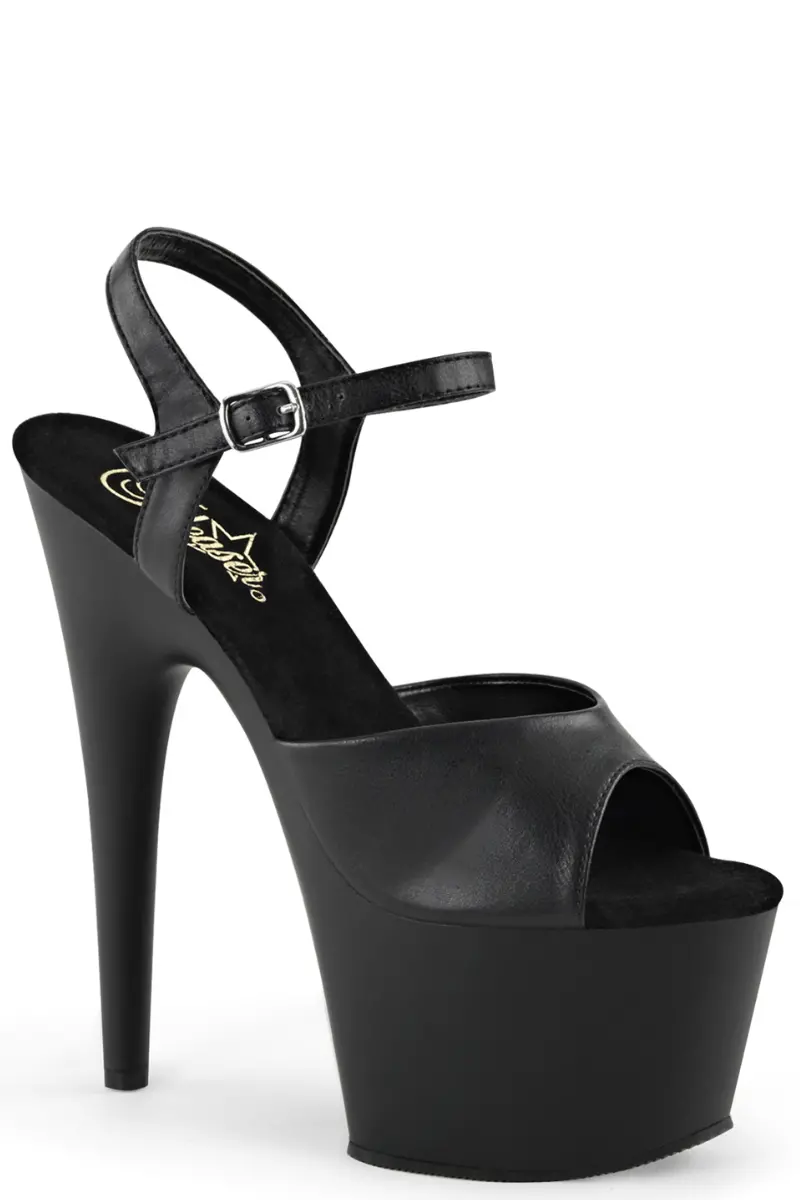 Pleaser Usa Adore-709 Faux Leather 7Inch Stilettos - Matte Black 1