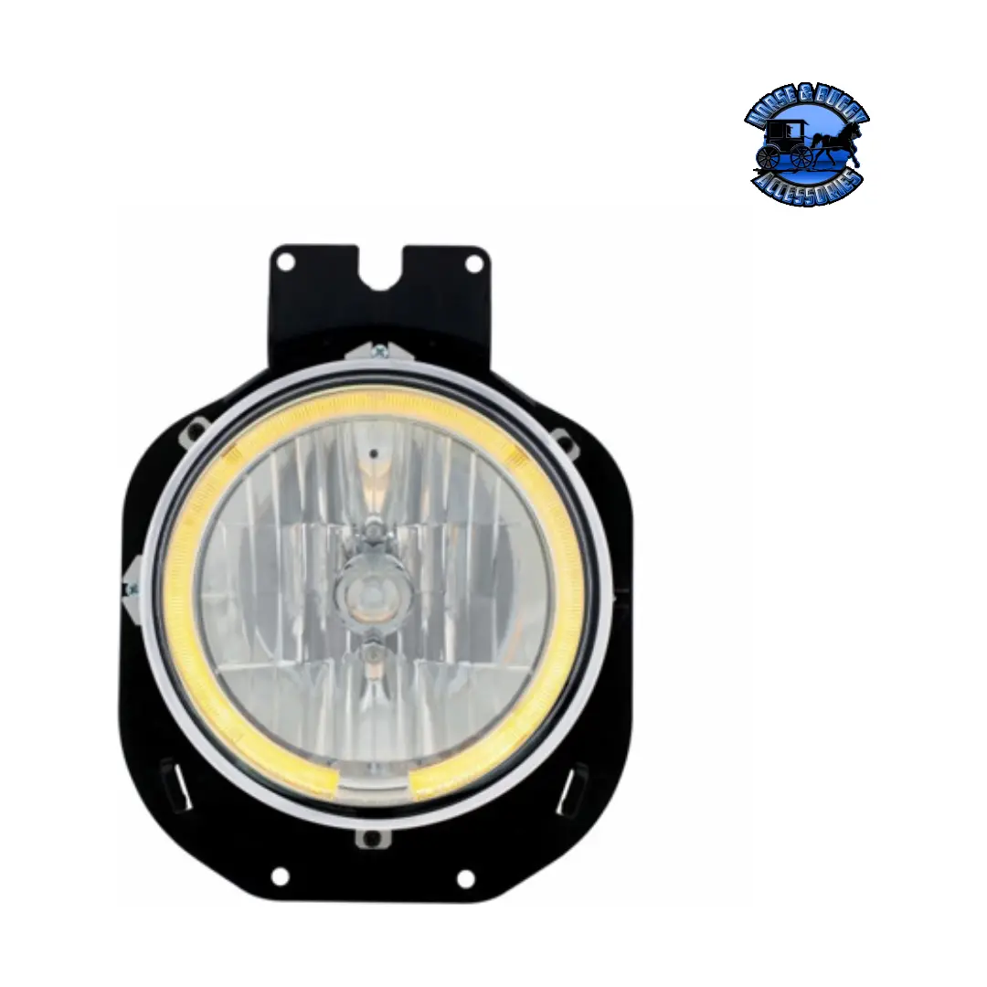 Crystal Headlight With Amber Led Halo Ring For 1996-2005 Freightliner Century #31281 1