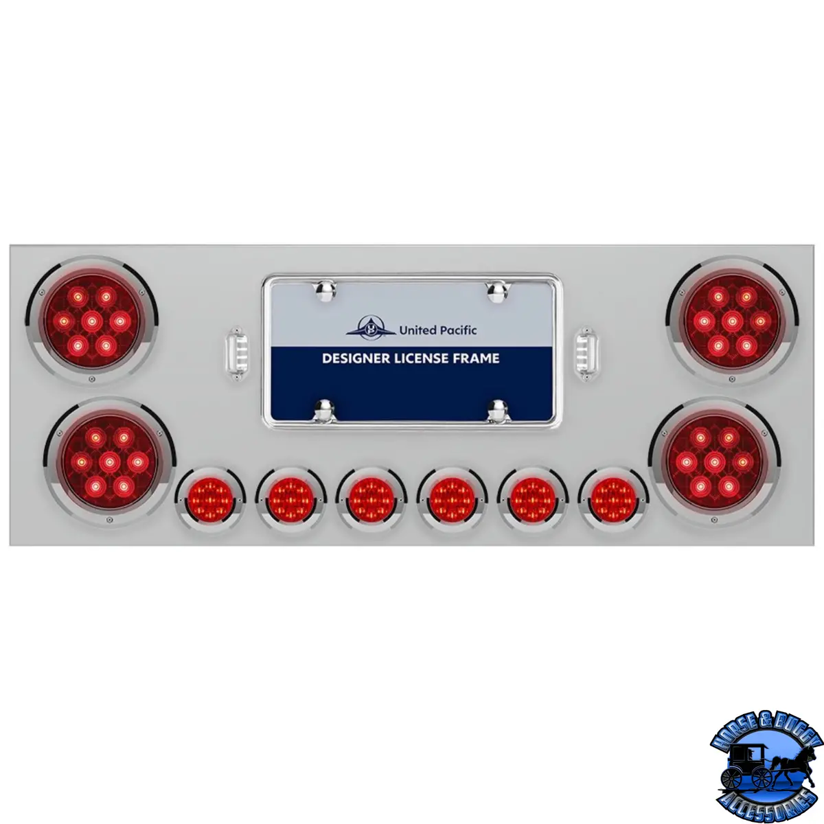 Ss Rear Center Panel With 4X Red Led 4" Light & 6X Red Led 2" Light & Bezel -Red Lens -Comp. Series #35081 1
