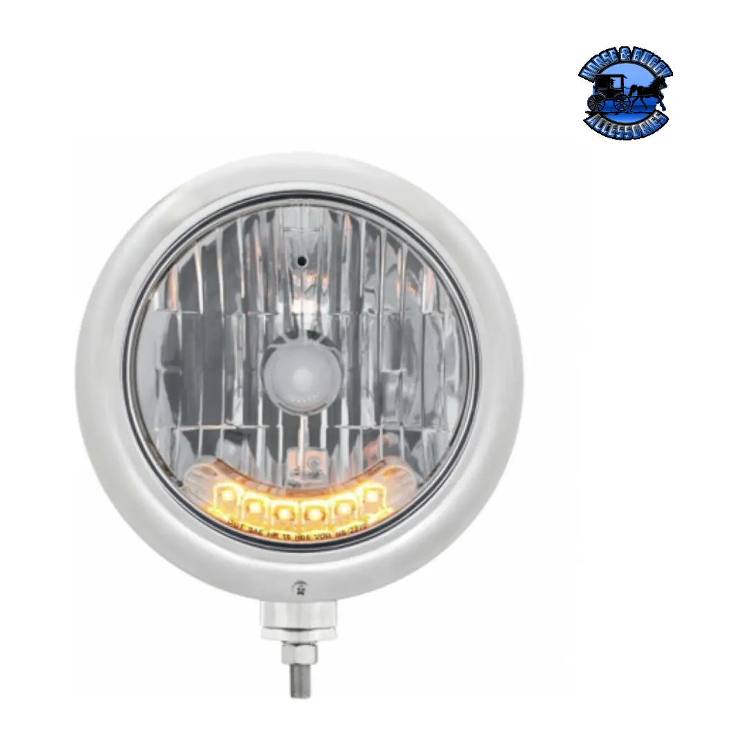 Chrome Classic Headlight H4 Bulb With 6 Amber Led (Choose Color) 1