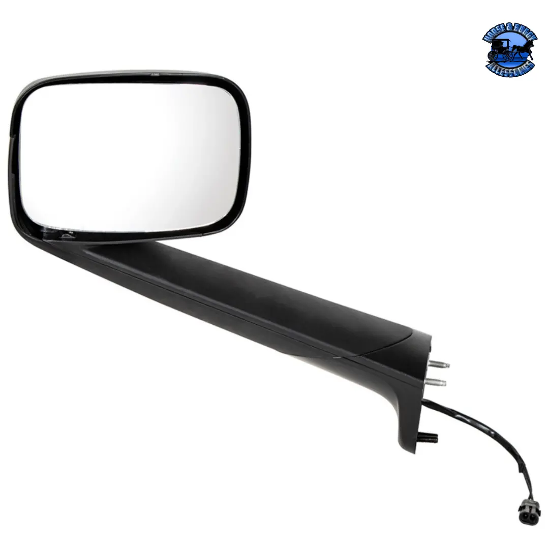 Black Hood Mirror With Heated Lens For 2018-2022 Freightliner Cascadia - Driver 1