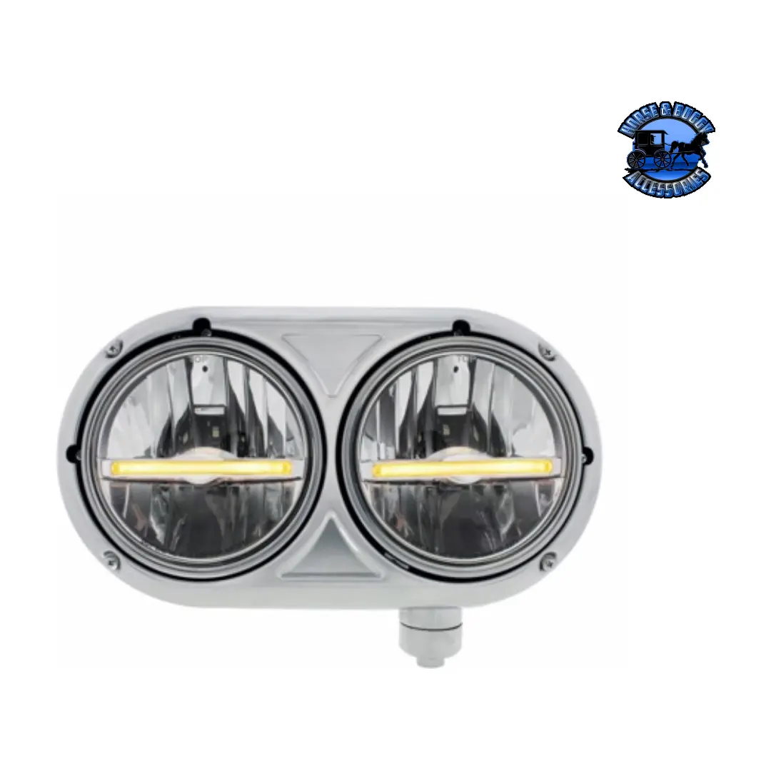 Headlight Assembly With 304 Ss Housing & Led Headlights W/Led Position Light For Peterbilt 359 (Choose Color) (Choose Side) 2