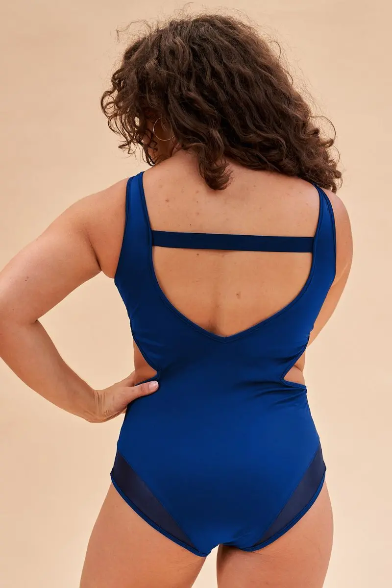 Lunalae Isabella Cut Out Mesh Bodysuit - Navy 2