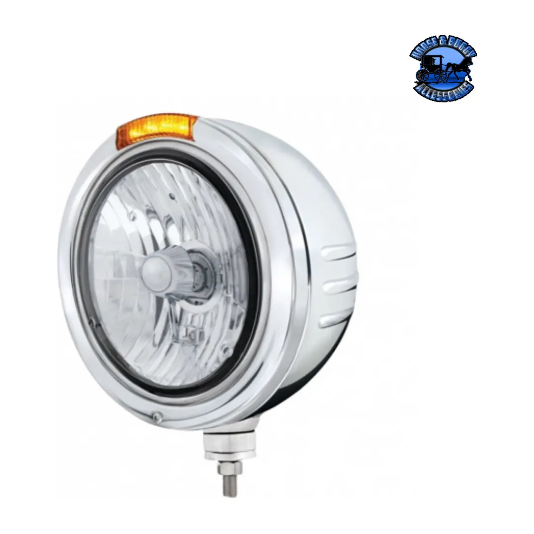 Stainless Steel Bullet Embossed Stripe Headlight Crystal H4 & Dual Mode Led Signal (Choose Color) 1