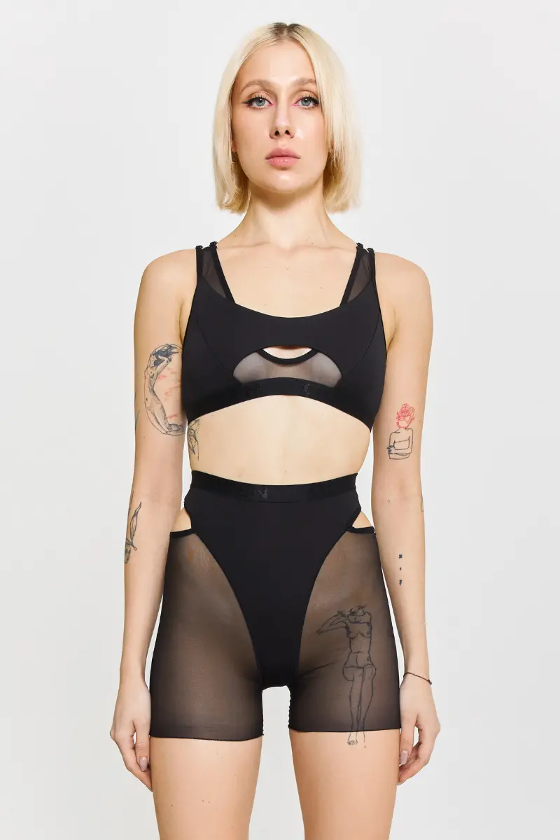 Queen Wear Candy Long Shorts - Black Mesh 1