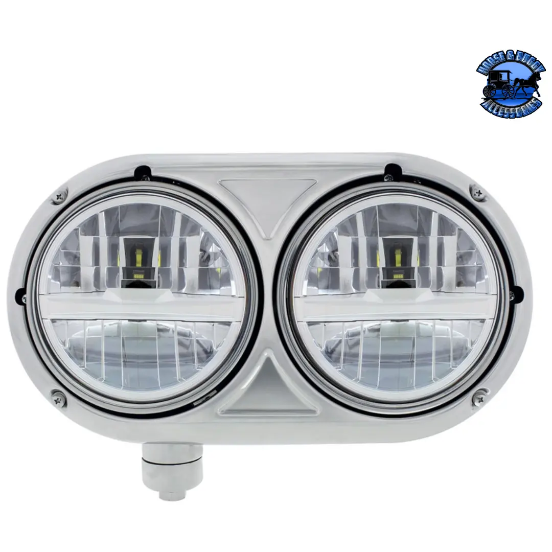 Headlight Assembly With 304 Ss Housing & Led Headlights For Peterbilt 359 (Choose Color) (Choose Side) 1
