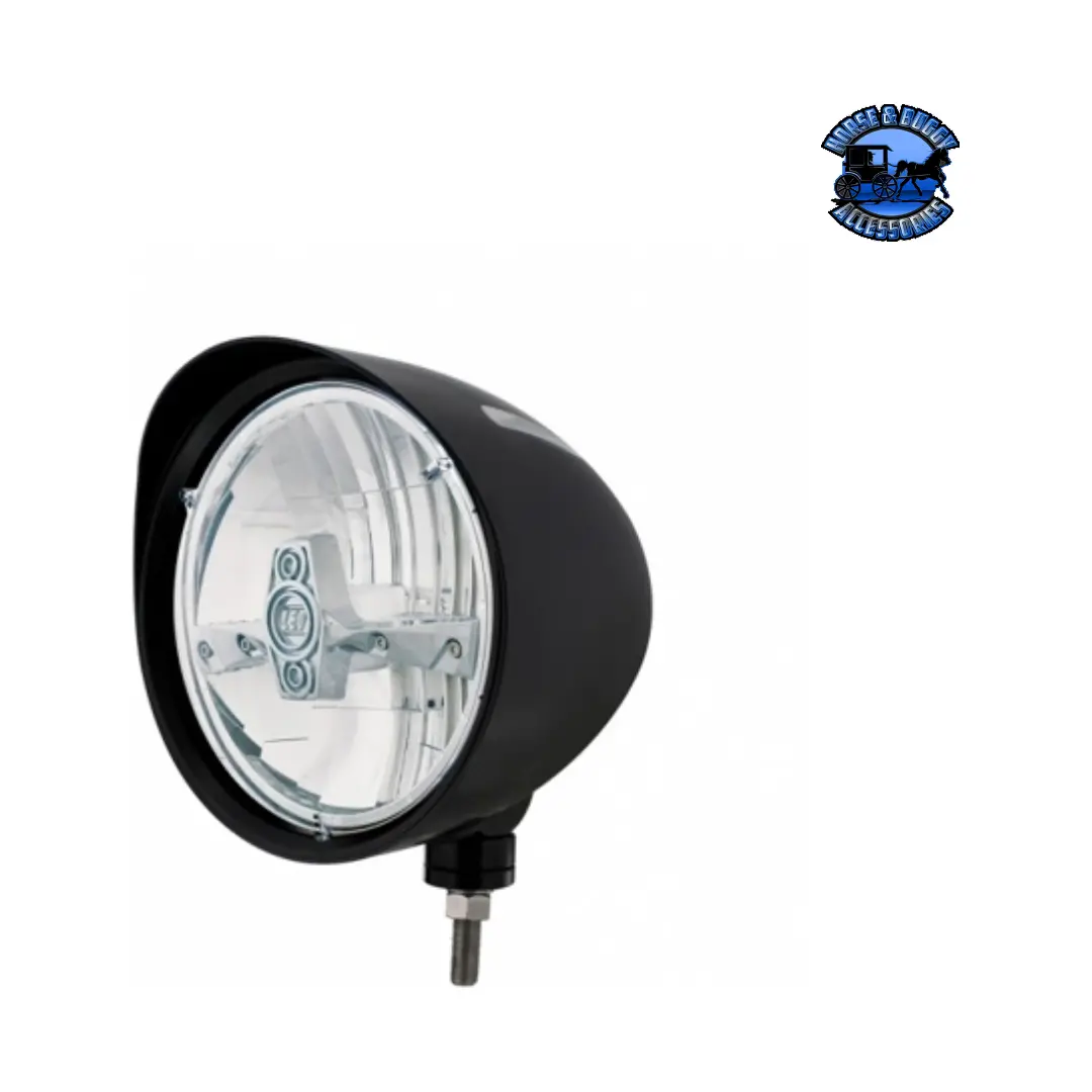 Black "Billet" Style Groove Headlight With Visor 5 Led Bulb - Chrome #32691 1