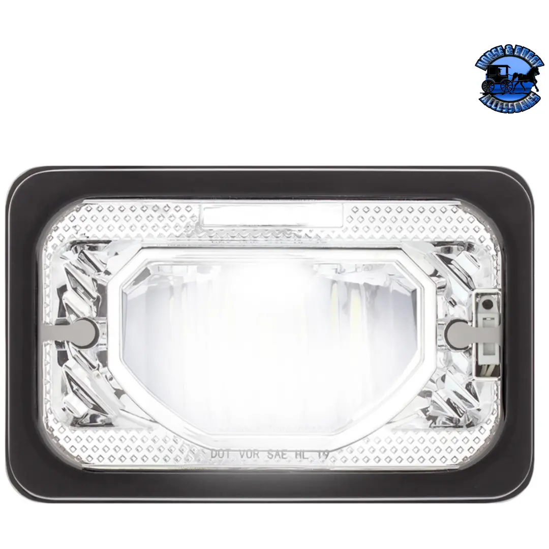 Ultralit - Heated 4" X 6" Led Headlight With Glass Lens & Aluminum Housing (Choose Color) (Choose High Or Low) 1