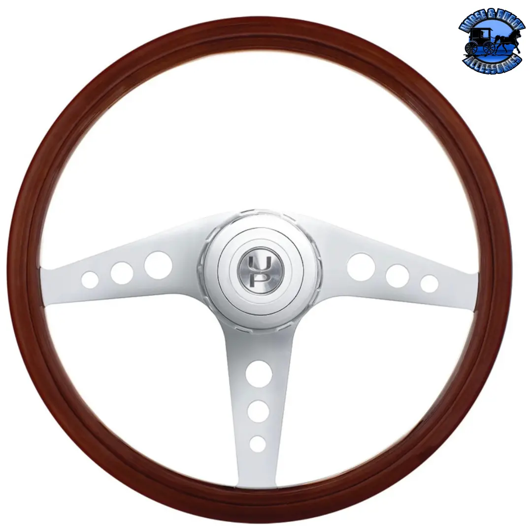 18" Gt Style Wood Steering Wheel With Hub & Horn Button Kit For Peterbilt (2003+) & Kenworth (2003+) #88181 1