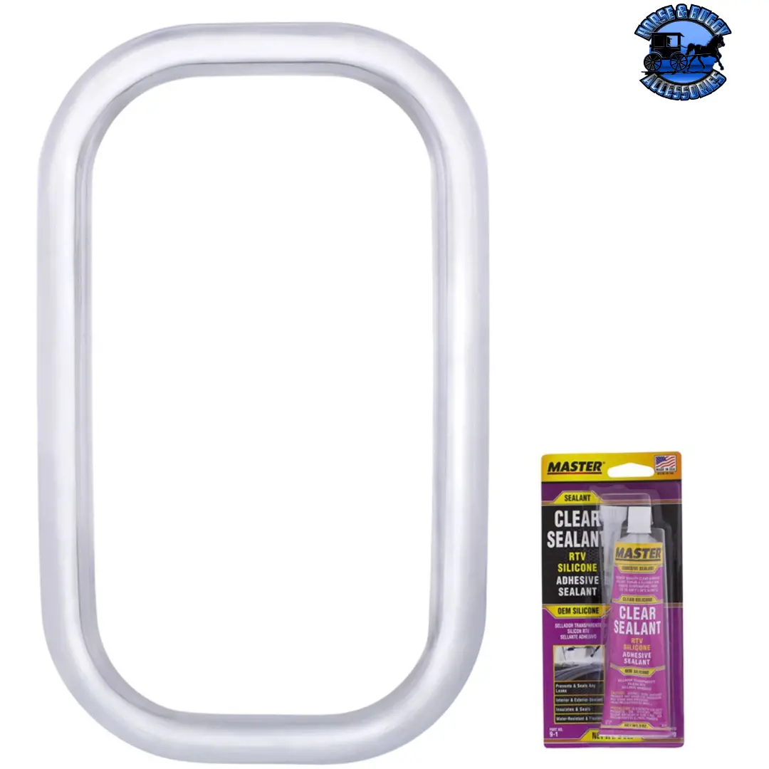 Chrome Exterior View Window Trim For Freightliner Classic (1989-2010) - Includes Adhesive #40946 1