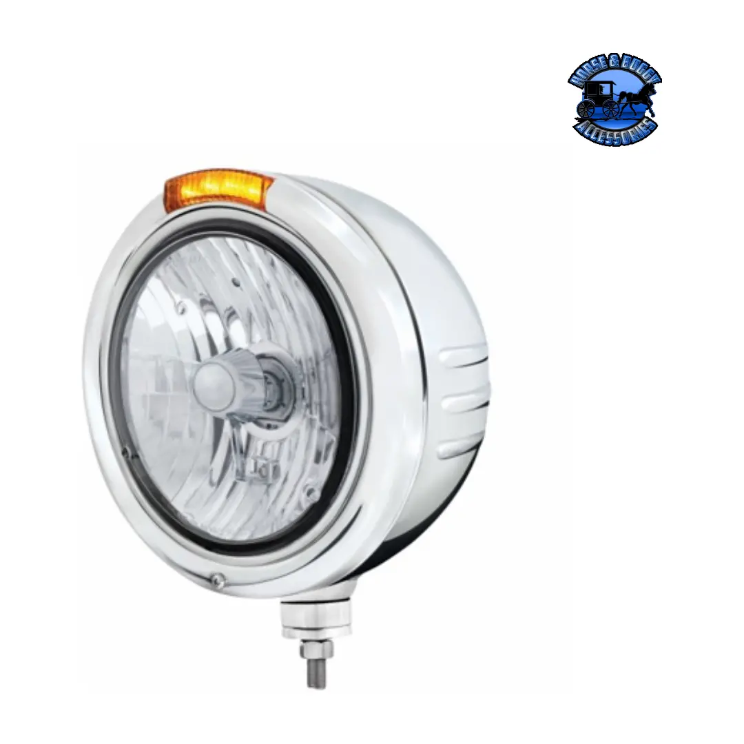 Stainless Steel Classic Embossed Stripe Headlight Crystal H4 & Dual Mode Led Signal (Choose Color) 1