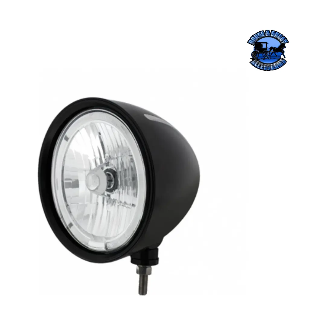 Black "Billet" Style Groove Headlight 9007 Bulb With Amber Led Halo Rim #32669 1