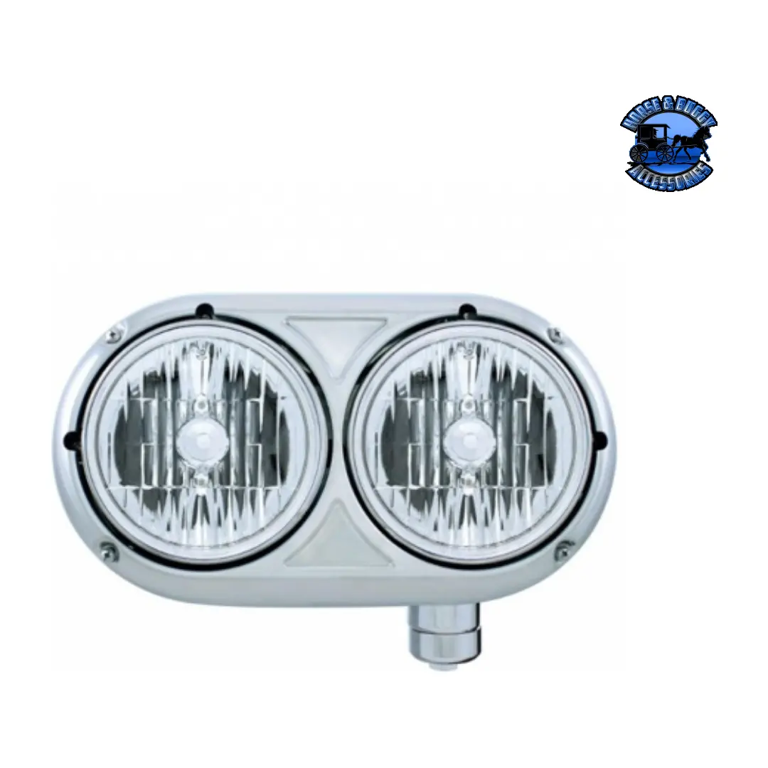 Headlight Assembly With Crystal Halogen Bulbs & 304 Ss Housing For Peterbilt 359 (Choose Side) 2