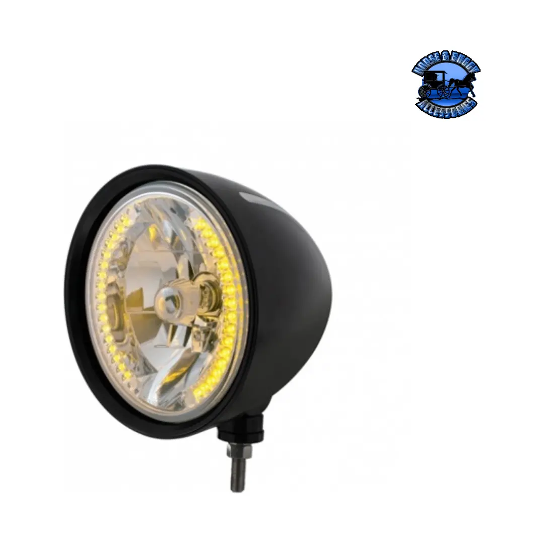 Black "Billet" Style Groove Headlight H4 Bulb With 34 Amber Led #32667 1