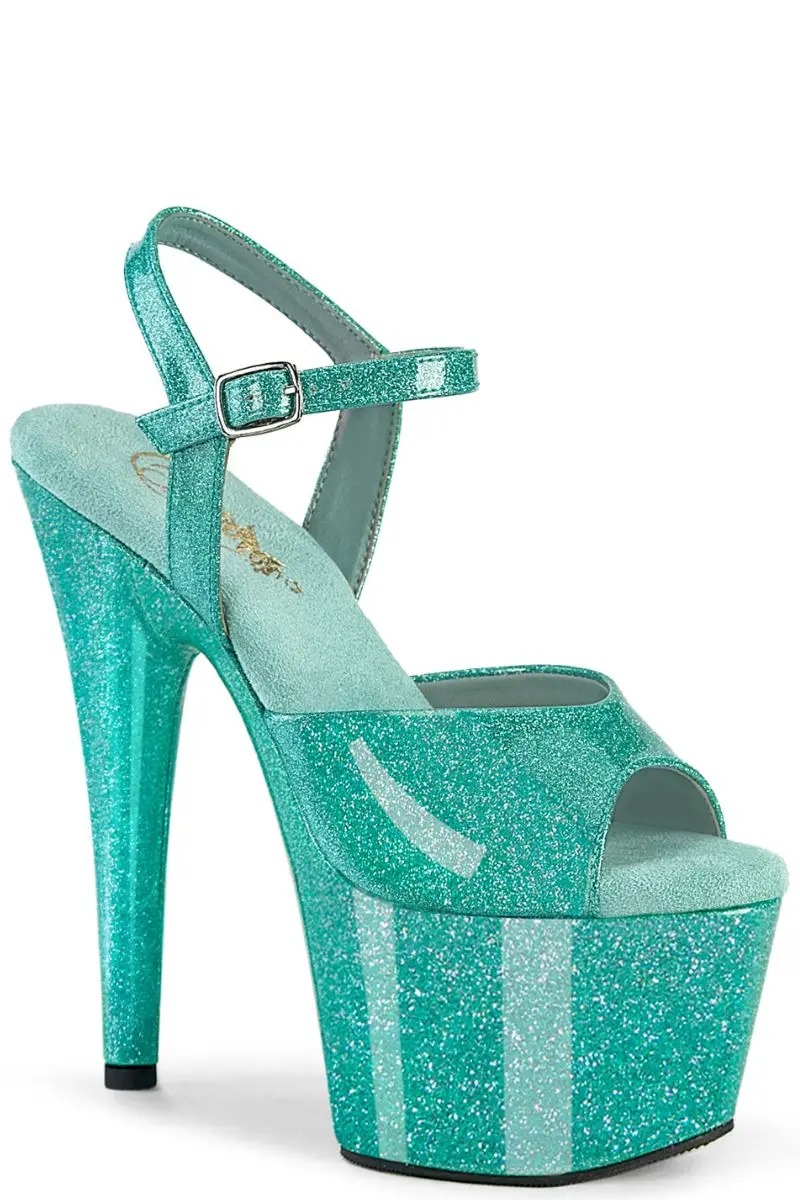 Pleaser Usa Adore-709Gp 7Inch Stilettos - Aqua Glitter 1