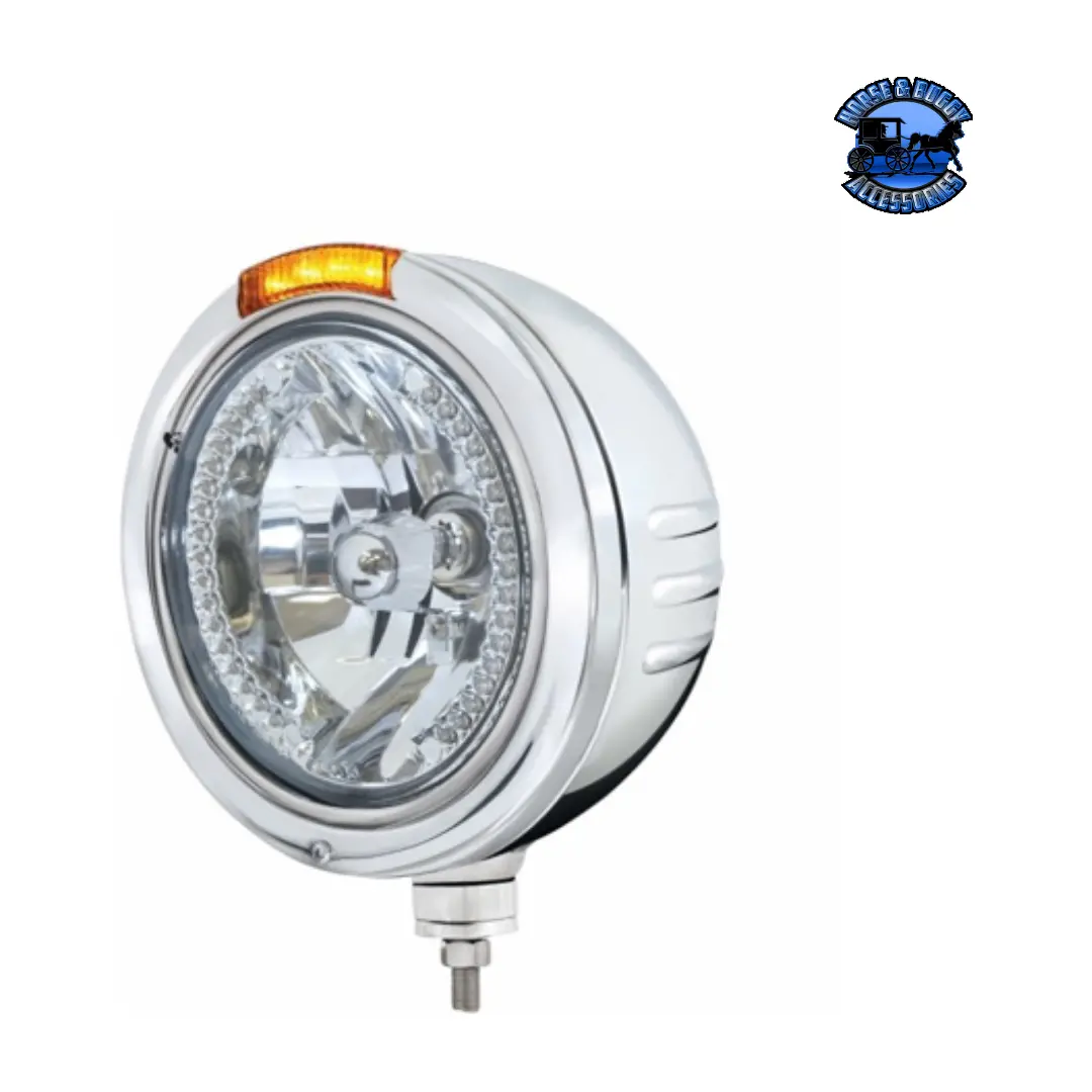 Stainless Steel Bullet Embossed Stripe Headlight H4 With Amber Led & Dual Mode Led Signal (Choose Color) 1