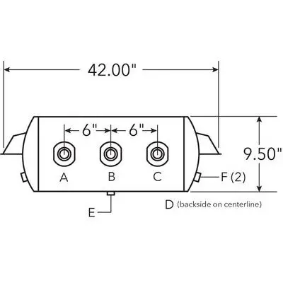 Tsj95354 Air Tank, 9.5" Diameter, 3/4" (3) Main Ports, 3/8" (2) End Ports, 2525 Cu In 1