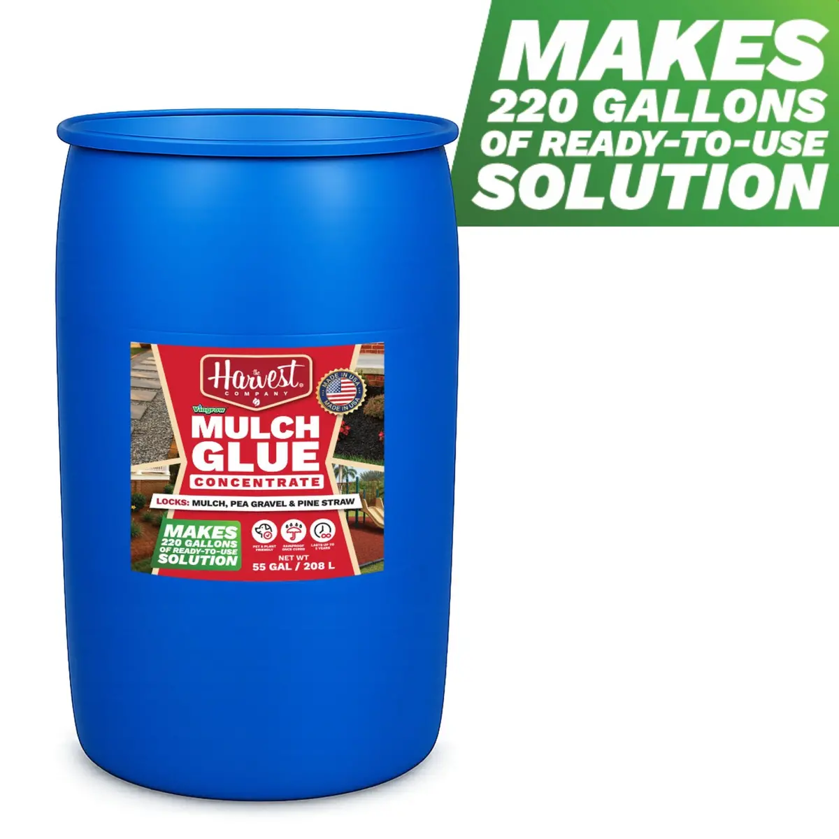 The Harvest Company Viagrow Mulch Glue 55 Gal / Makes 220 Gal / Covers Approx. 110,000 Sq. Ft. (Vlmg55gal) 1