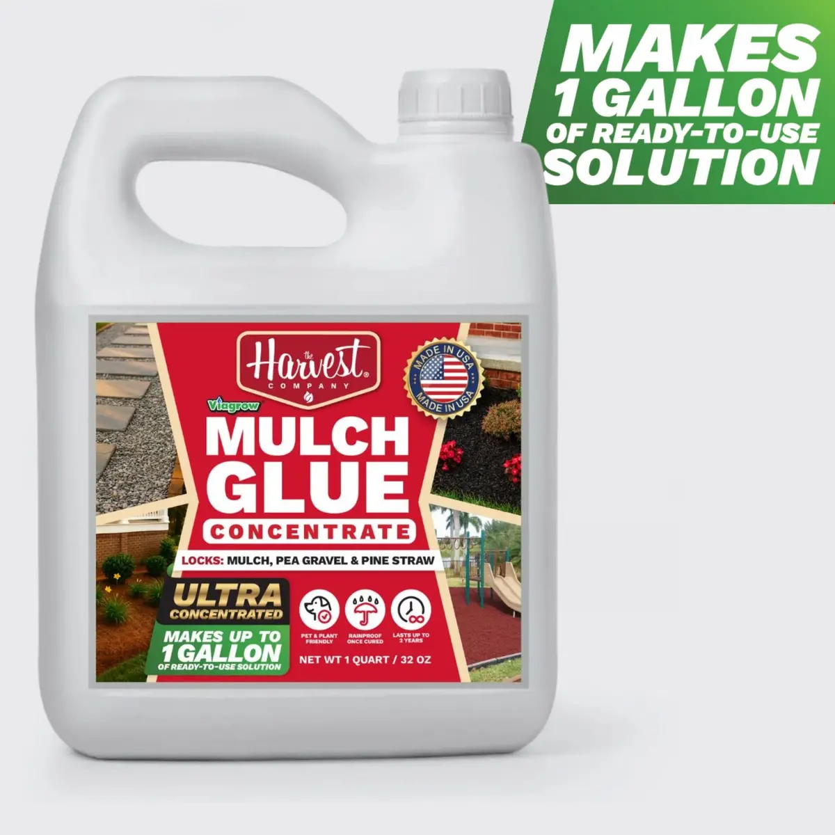 The Harvest Company Viagrow Mulch Glue 1 Qt / 32 Oz: Makes 1 Gal / Covers Approx. 125 Sq. Ft. (12-Case) (Vlmg32-12) 1