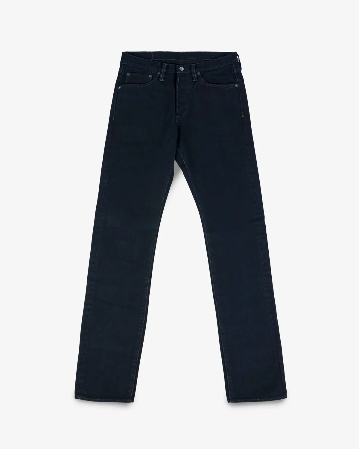 14Oz Broken Twill Selvedge Denim Slim Cut Jeans - Indigo Overdyed Black 1