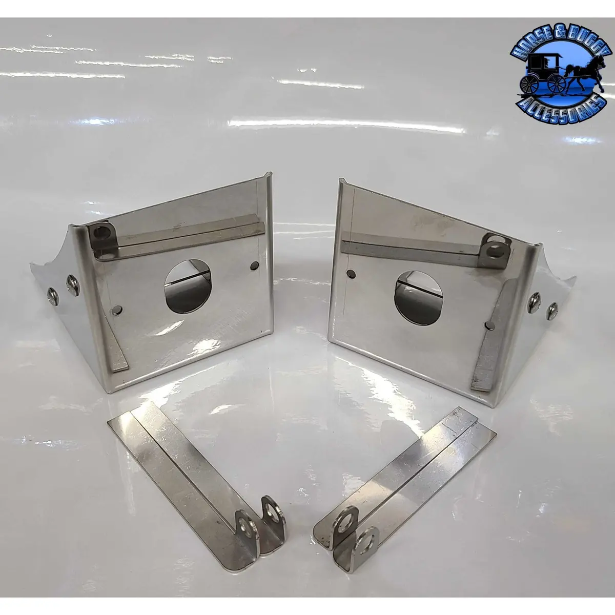 Stainless Fuel Tank Watermelon Light Bracket (4" Wide) Fits-26" Peterbilt Fuel Tanks #Ss-1032 (Sold In Pairs) 1