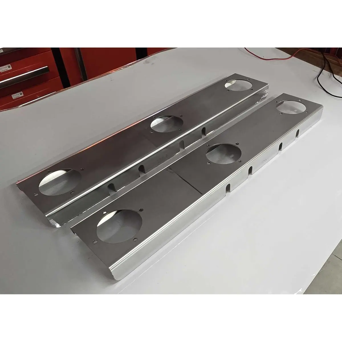 Ss-1744 Front Peterbilt - Square End Long Bracket For 15" Air Cleaner - (3) Wm Light Holes (Sold In Pairs) 1