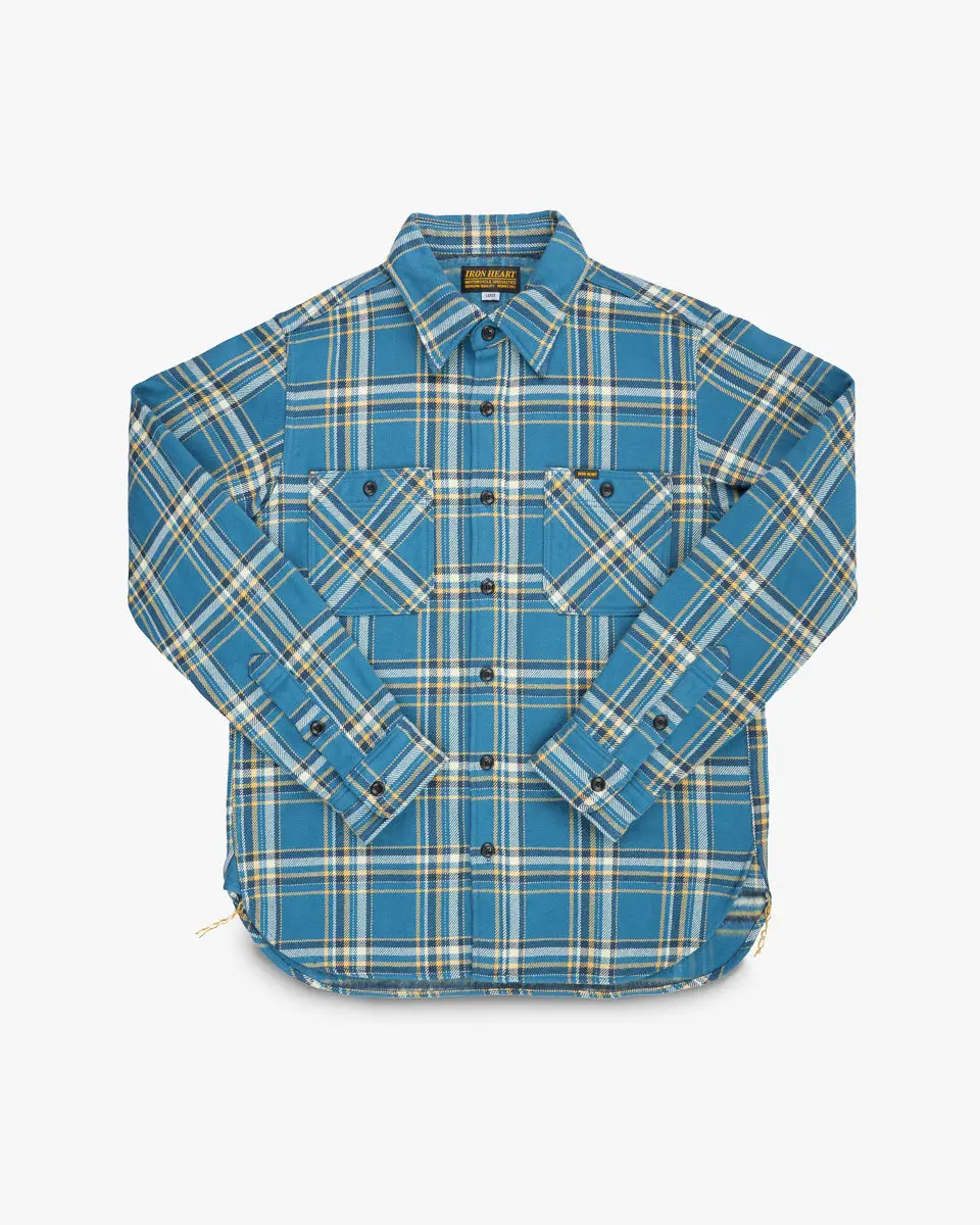 Ultra Heavy Flannel American Check Work Shirt - Blue 1