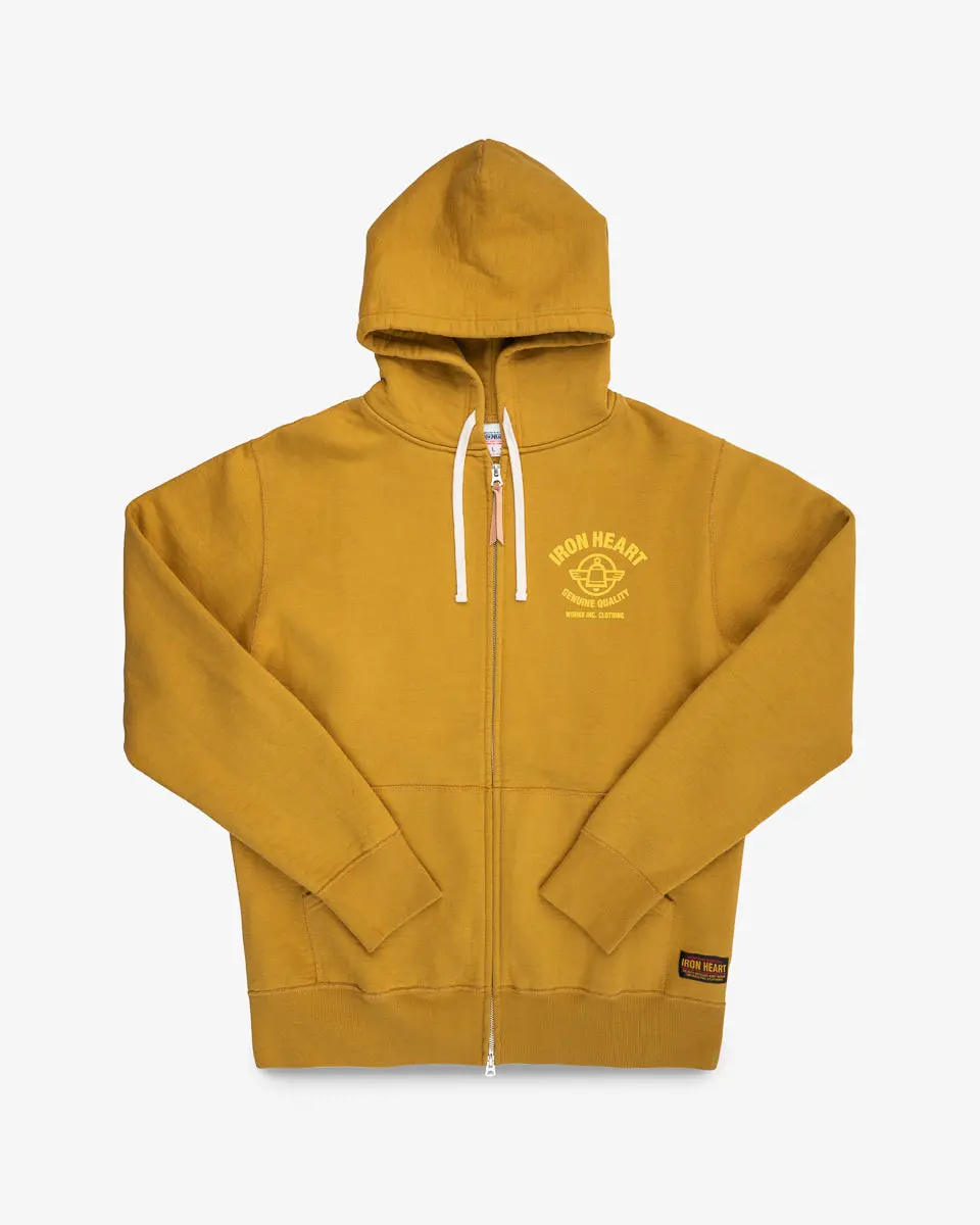 Printed 14Oz Ultra Heavyweight Loopwheel Cotton Zippered Hoodie - Mustard 1