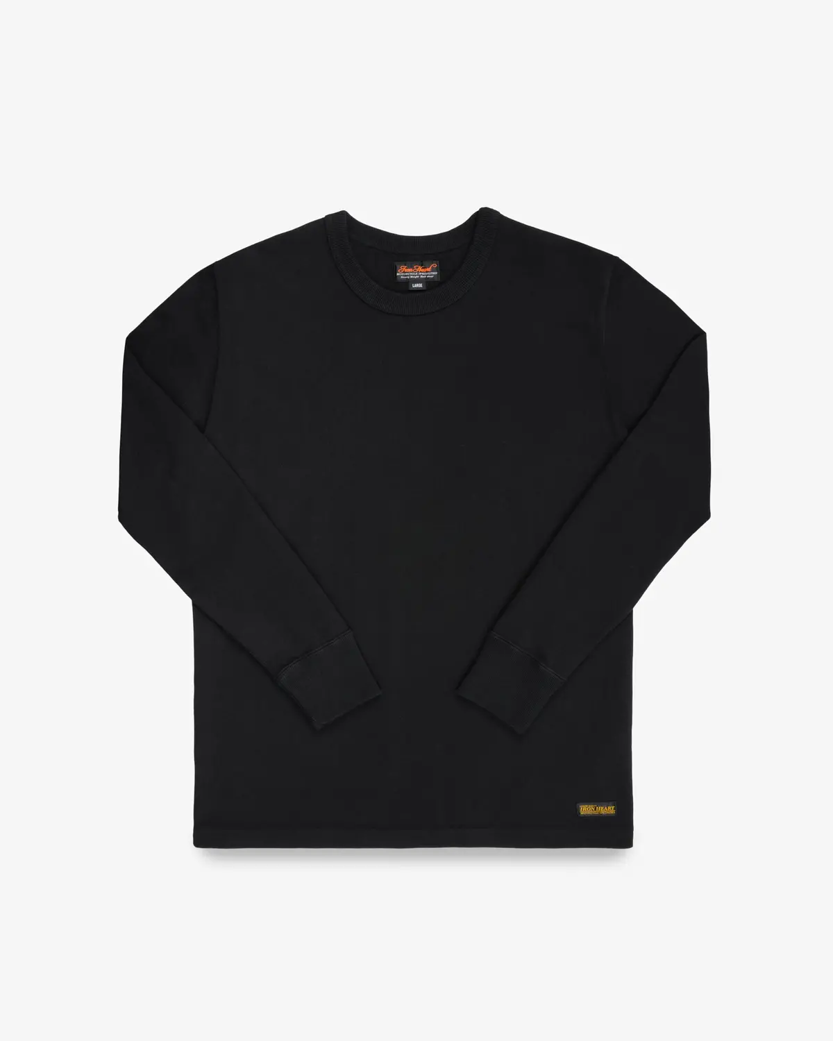 11Oz Cotton Knit Long Sleeved Crew Neck Sweater - Black 1
