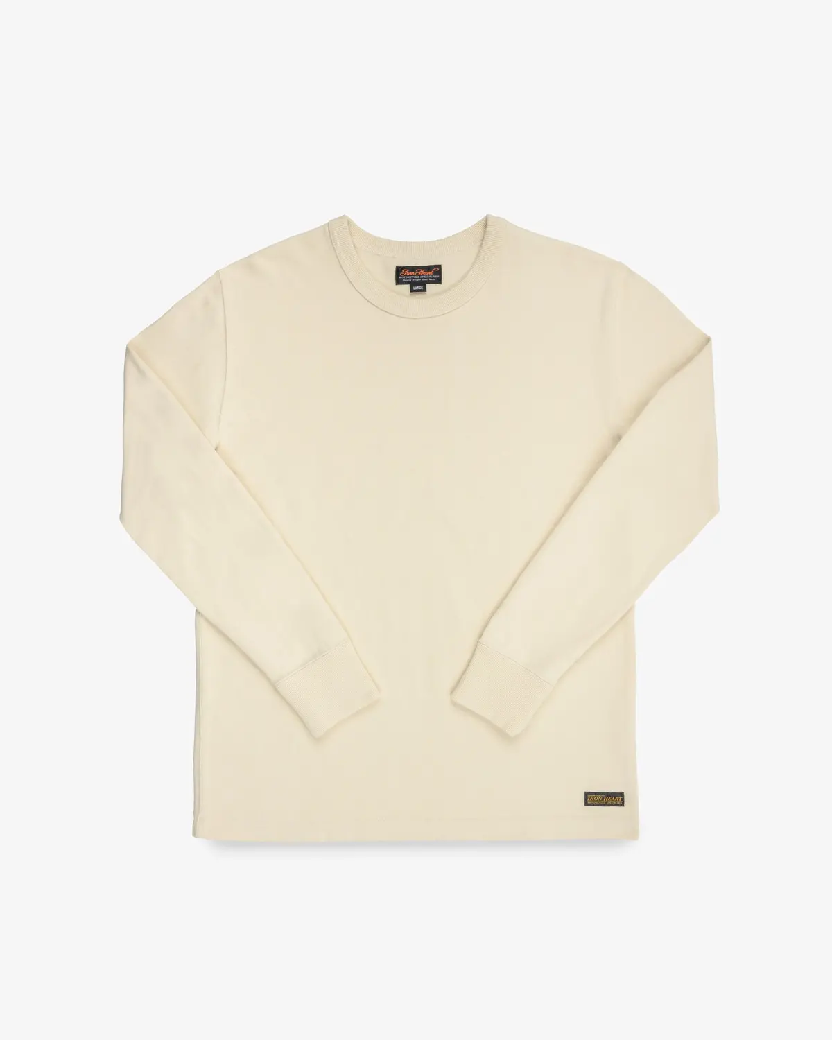 11Oz Cotton Knit Long Sleeved Crew Neck Sweater - Cream 1
