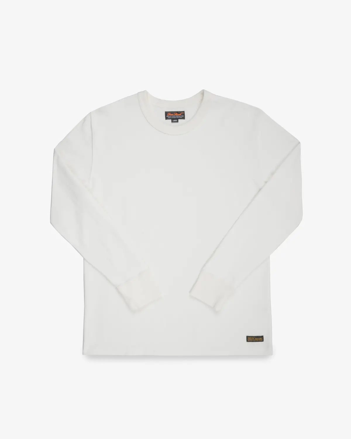 11Oz Cotton Knit Long Sleeved Crew Neck Sweater - White 1
