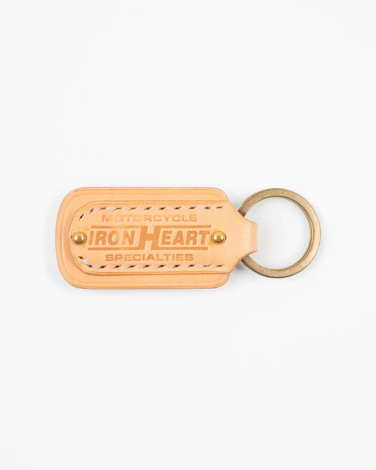 Buttero Leather Key Ring W/Embossed Iron Heart Logo - Natural 1