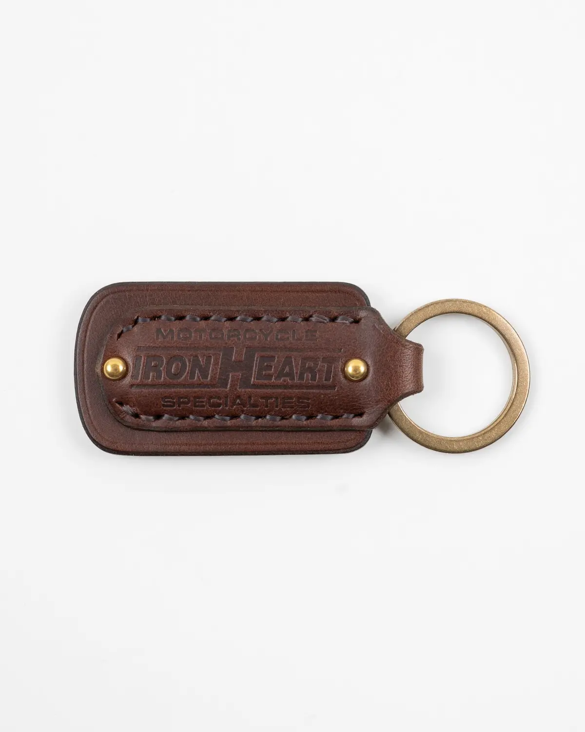 Buttero Leather Key Ring W/Embossed Iron Heart Logo - Brown 1