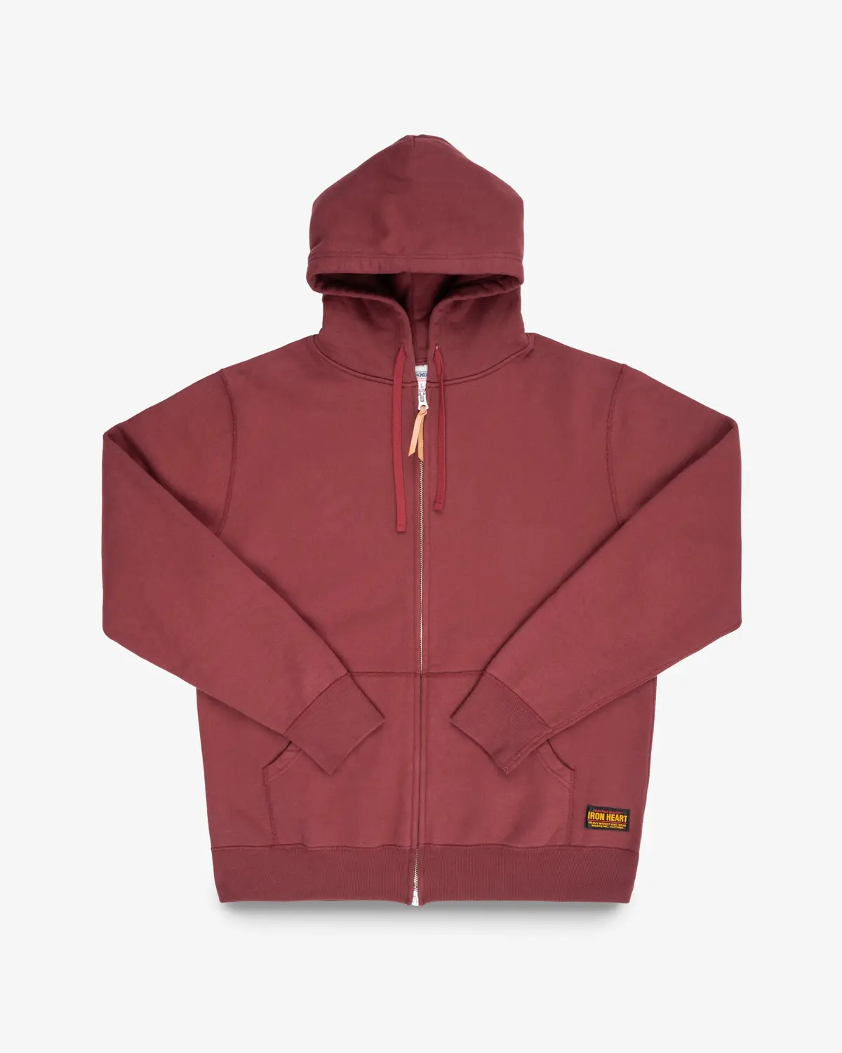 14Oz Ultra Heavyweight Loopwheel Cotton Zip Up Hoodie - Burgundy 1