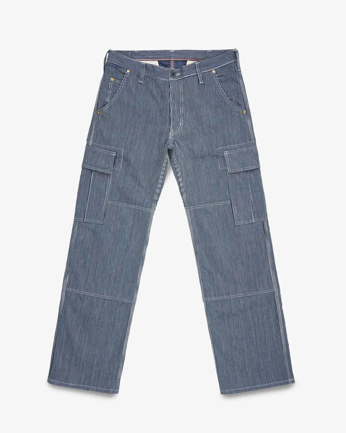 10.5Oz Narrow Stripe Hickory Cargo Pants - Indigo 1
