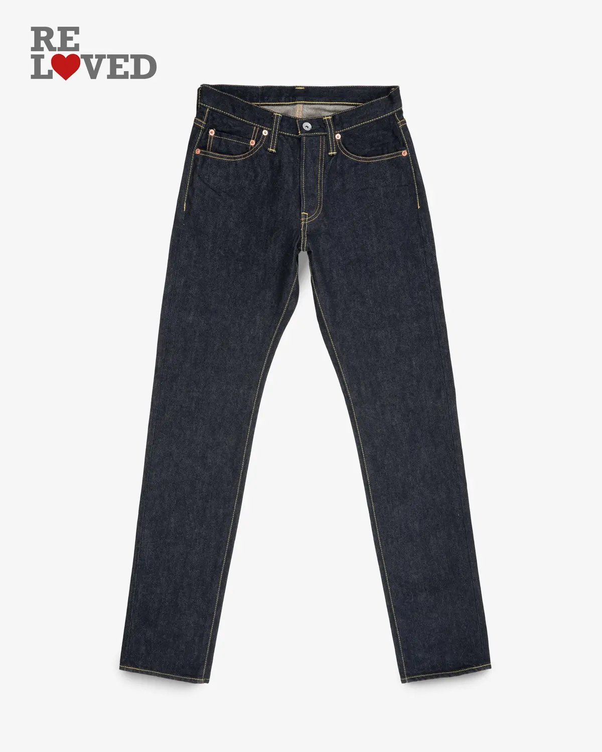 14Oz Selvedge Denim Straight Tapered Cut - Indigo (Ih-633S-142) Tag 30, Hemmed To 35.0'' 1