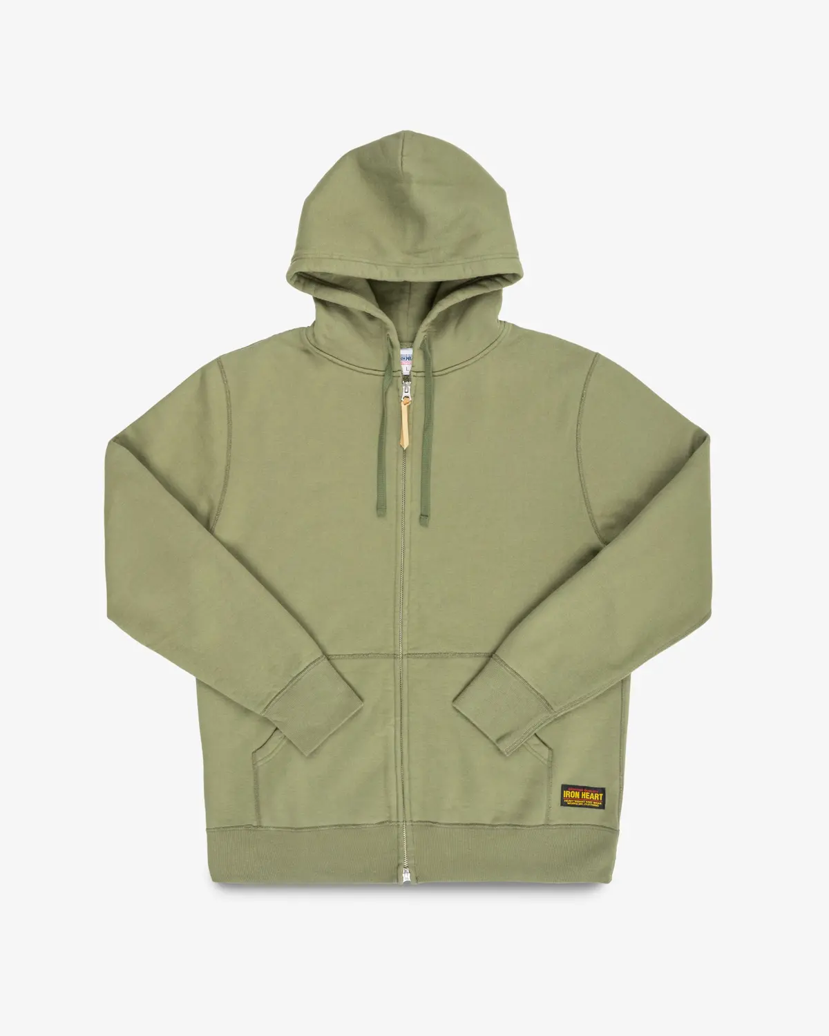 14Oz Ultra Heavyweight Loopwheel Cotton Zip Up Hoodie - Olive 1