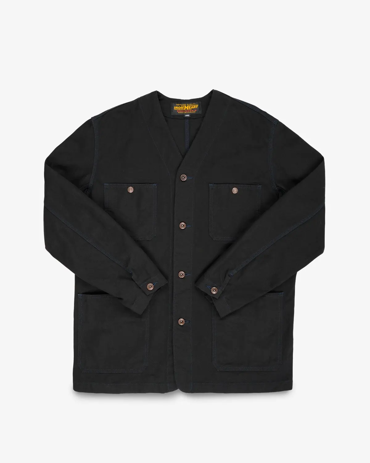 13.5Oz Duck Collarless Chore Jacket - Black 1