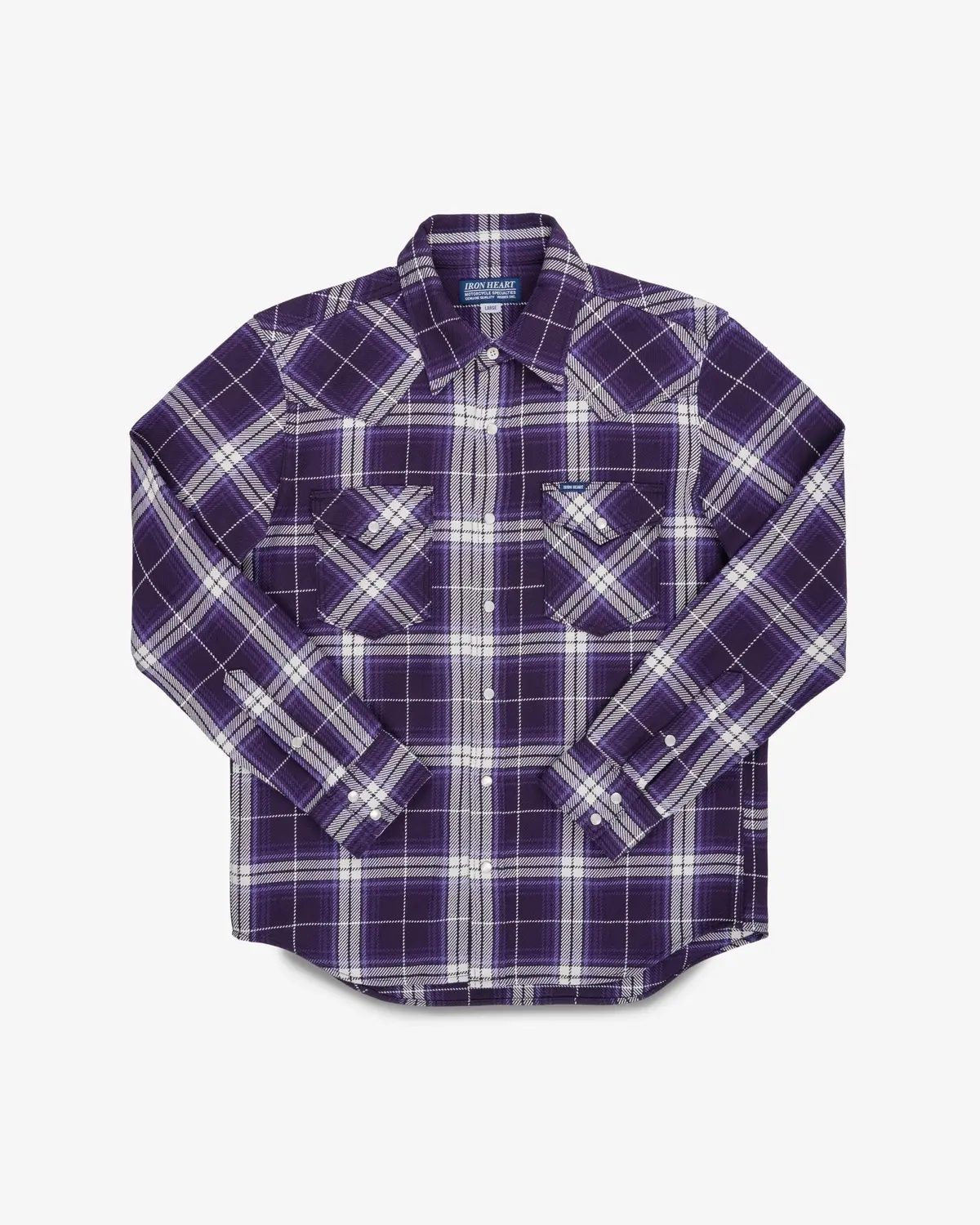 9Oz Selvedge Flannel Check Western Shirt - Purple 1