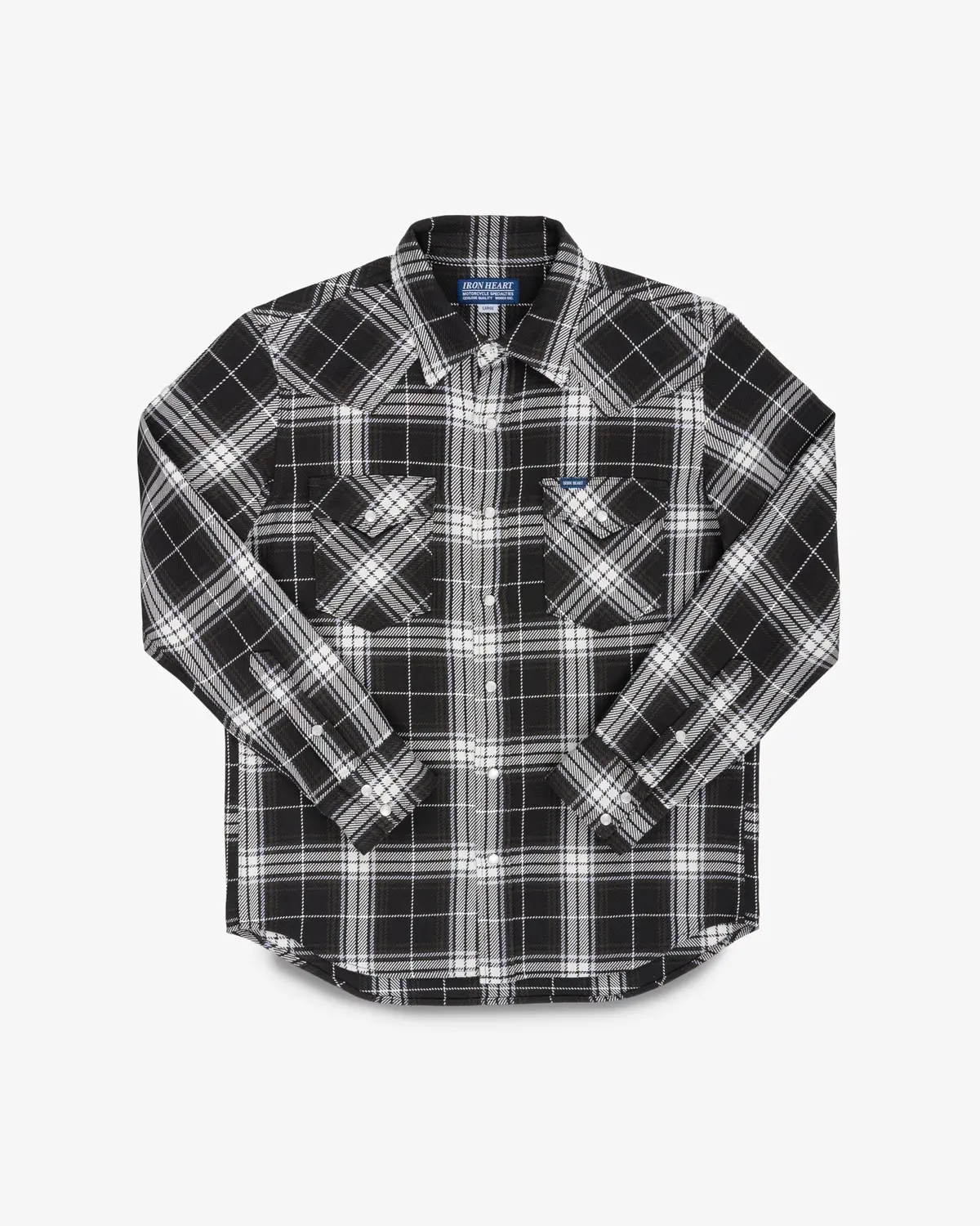 9Oz Selvedge Flannel Check Western Shirt - Black 1