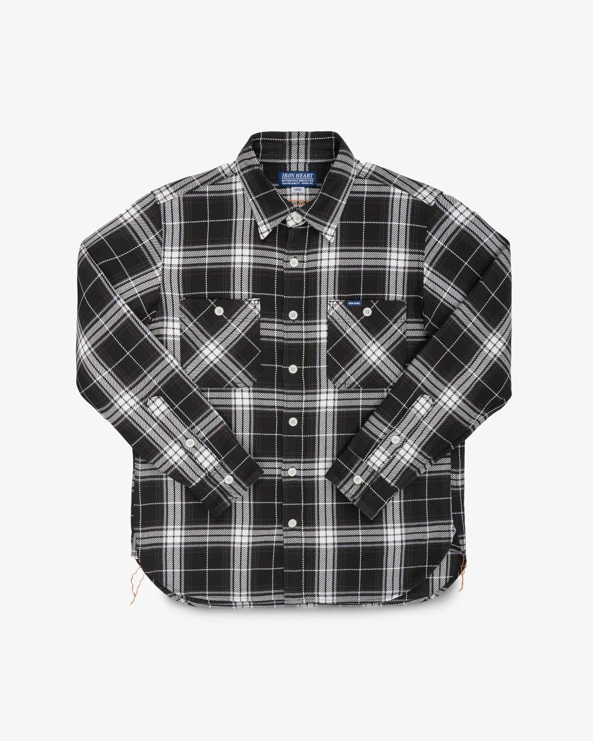 9Oz Selvedge Flannel Check Work Shirt - Black 1