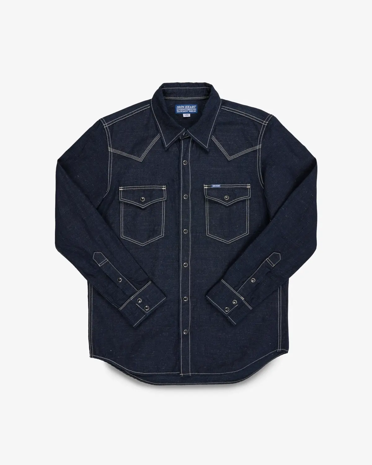 7Oz Cotton Linen Chambray Western Shirt - Indigo 1
