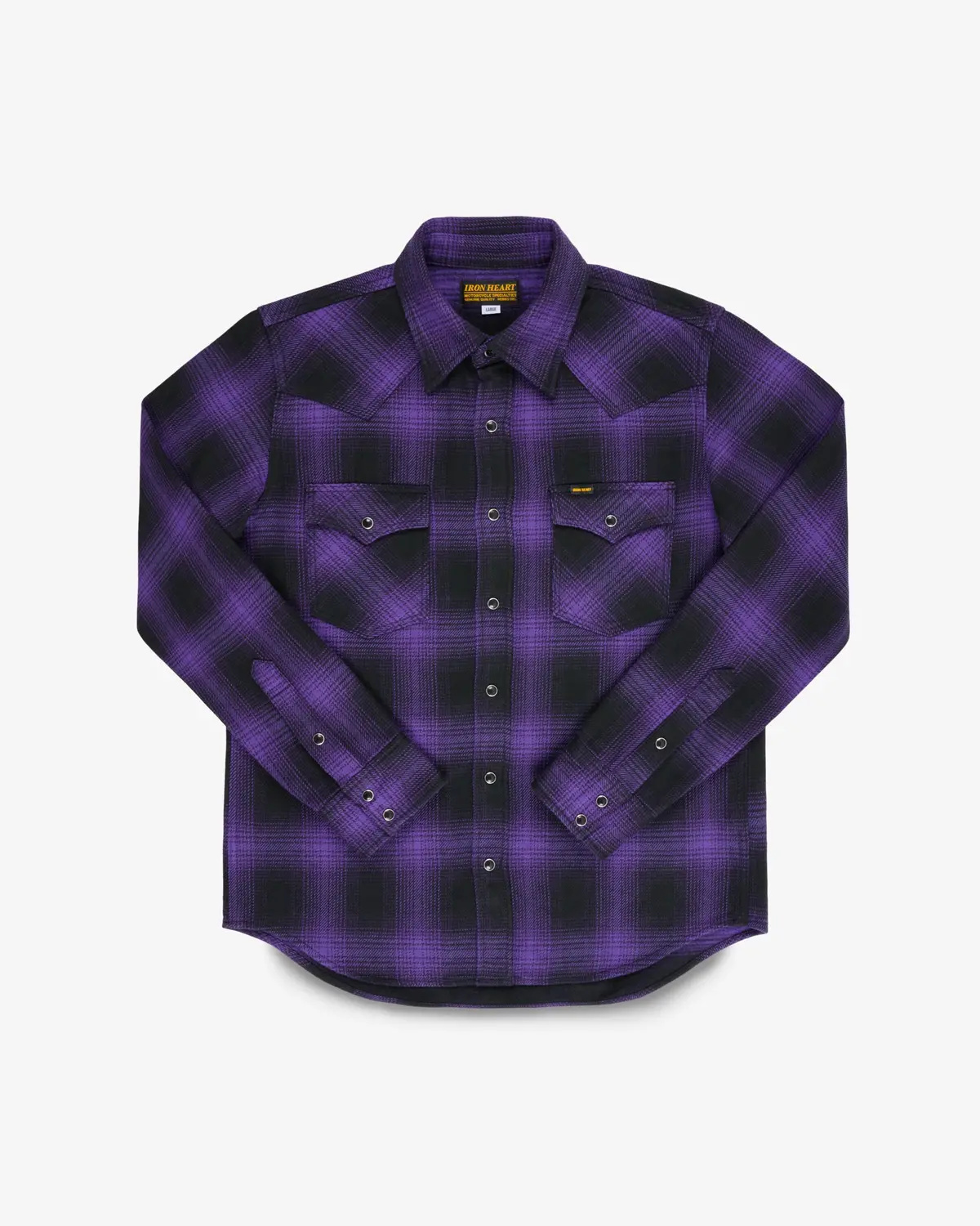 Ultra Heavy Flannel Ombré Check Western Shirt - Purple/Black 1
