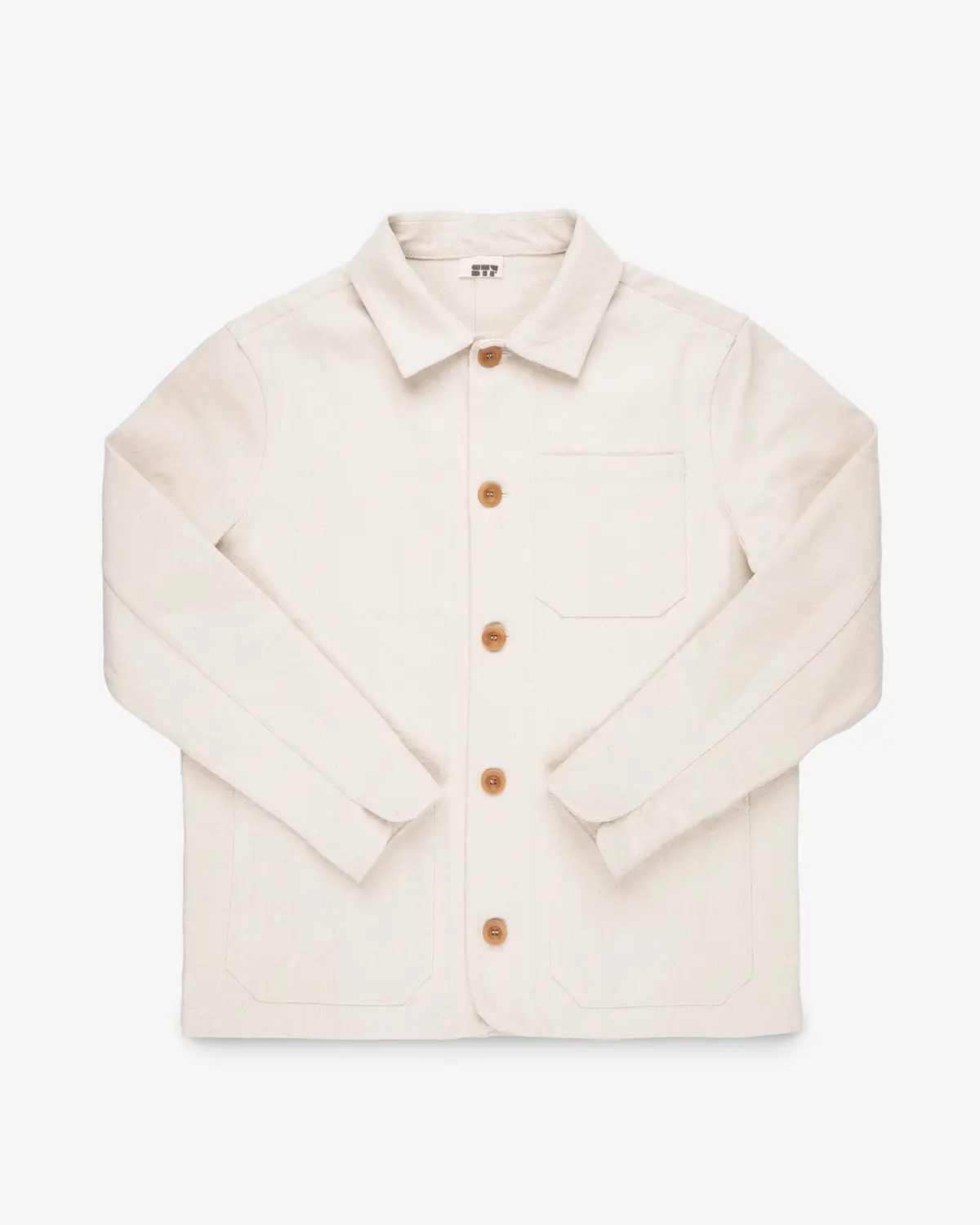 Stf 11.5Oz Undyed Bull Denim Chore Jacket - Ecru 1
