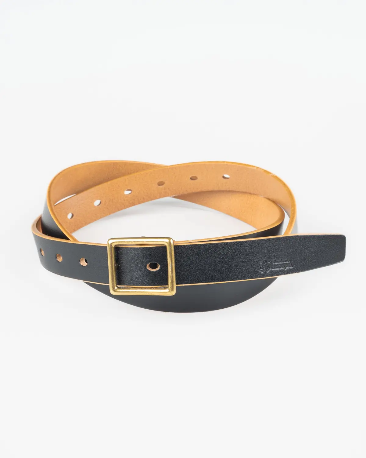 Ogl Obbies Square Buckle Leather Belt - Hand Dyed Black 1