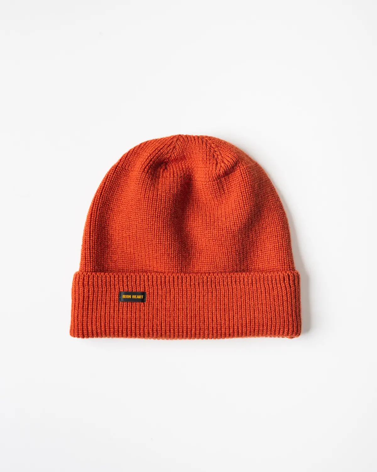 100% Wool Ribbed Beanie - Orange 1
