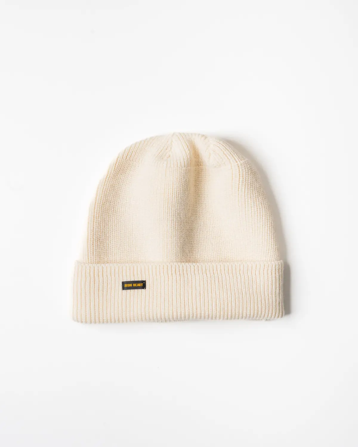 100% Wool Ribbed Beanie - White 1